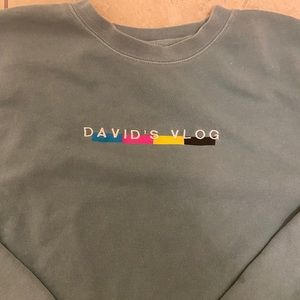 David’s vlog teal crew neck sweatshirt